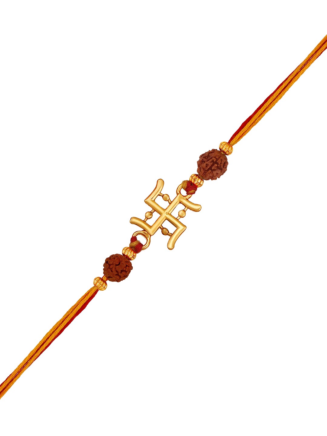 

Mahi Swastik and Rudraksha Bhaiya Thread Rakhi, Gold