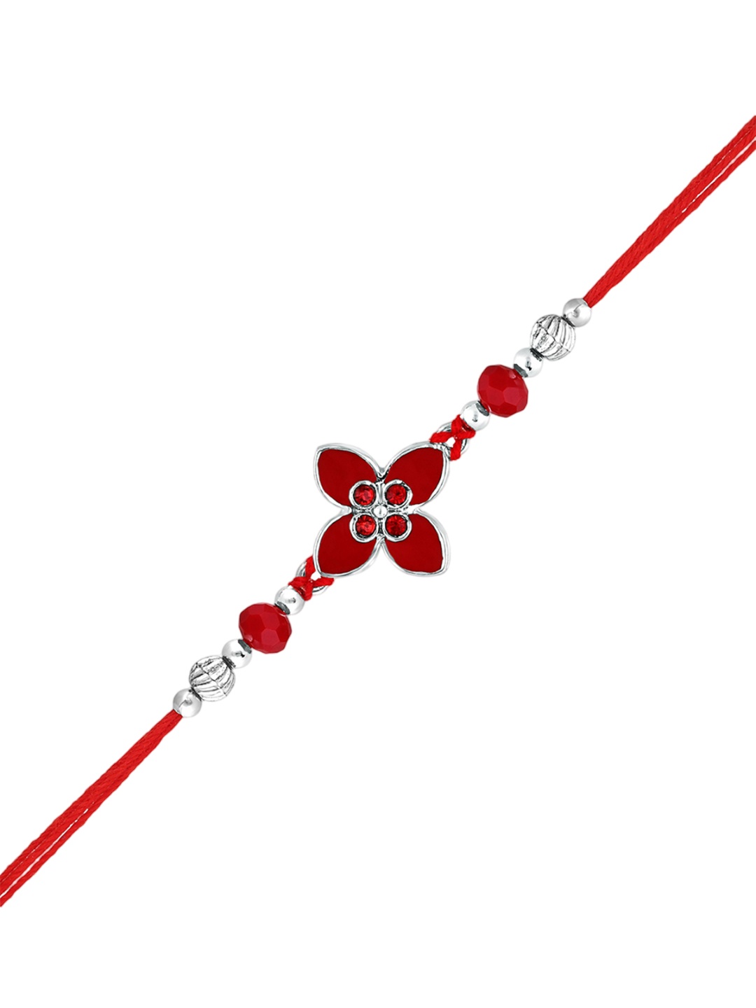 

Mahi Floral Meenakari Work Thread Rakhi, Red