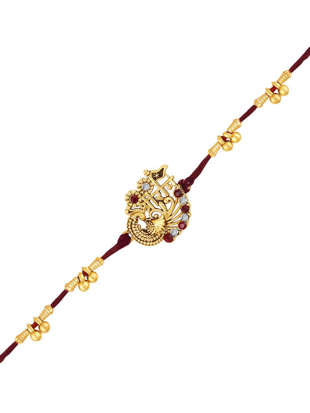 

Mahi Stone Studded & Beaded Thread Rakhi, Red