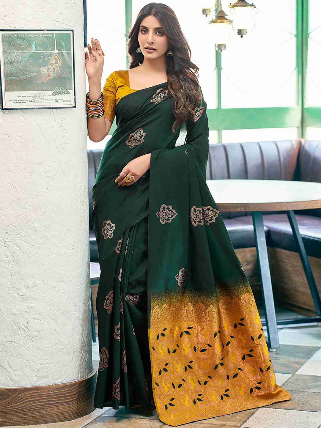 

Anjaneya Sarees Woven Designed Banarasi Saree, Green