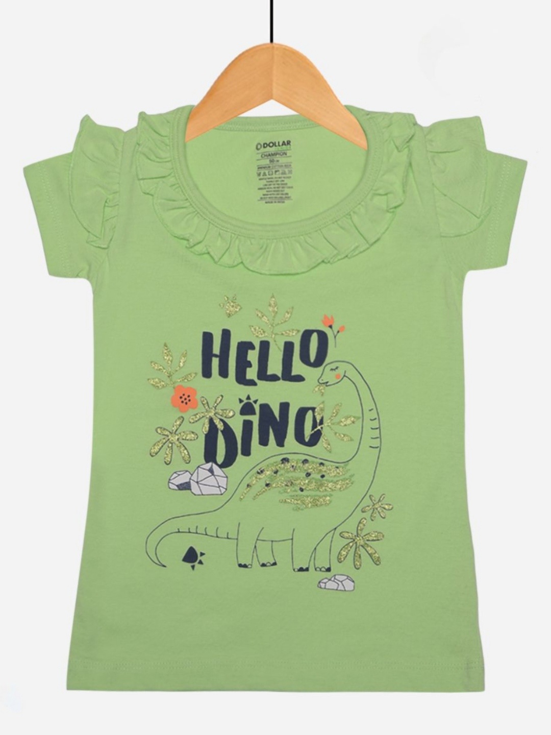 

Dollar Champion Kidswear Girls Typography Printed T-shirt, Green