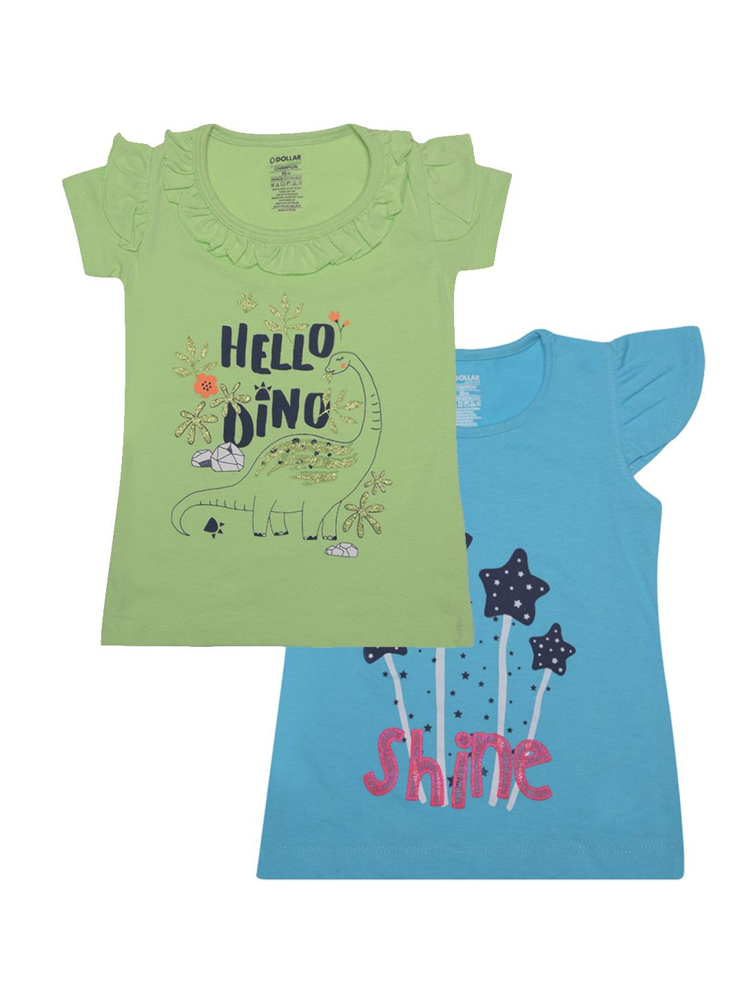 

Dollar Champion Kidswear Girls Pack Of 2 Graphic Printed T-shirts, Blue