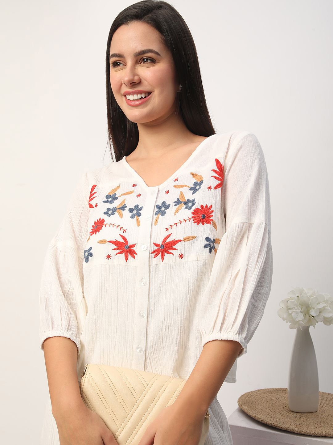 

R&B Embroidered Ethnic Tunic, White