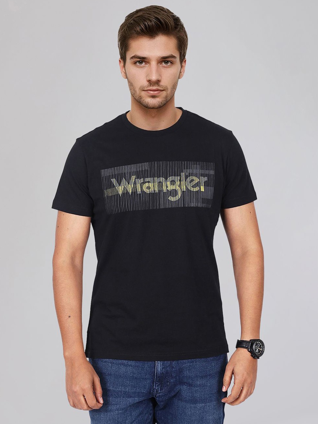 

Wrangler Men Typography Printed Applique T-shirt, Black