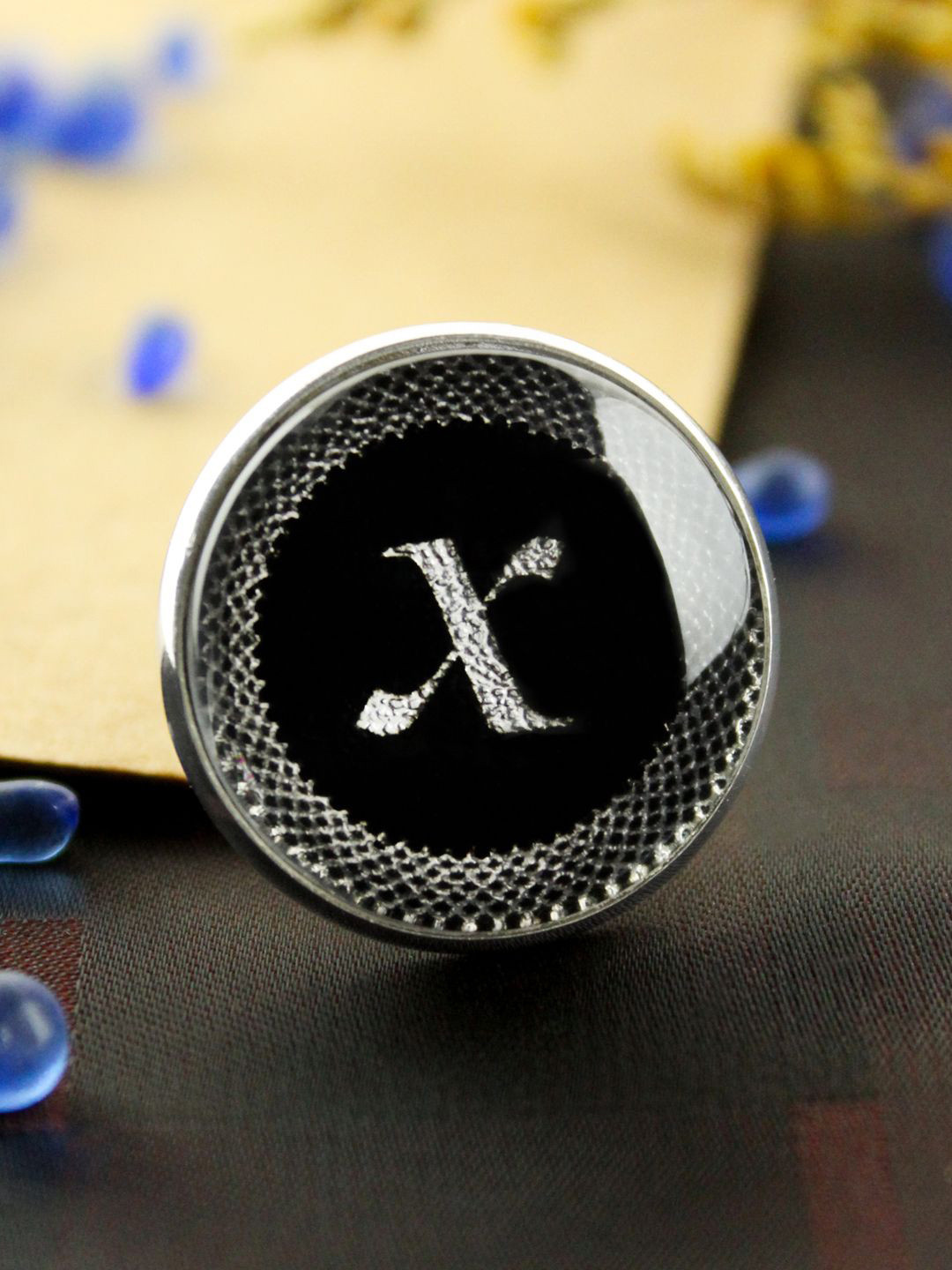 

Kavove Men X Alphabet Brooch, Black