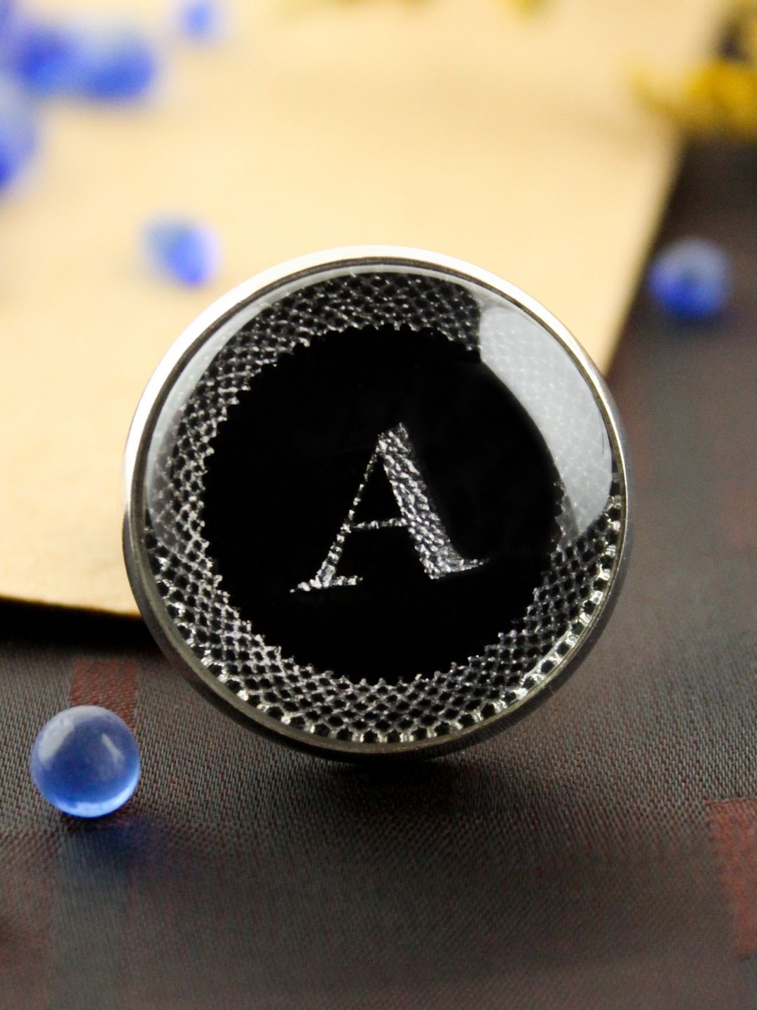 

Kavove Men Alphabet A Lapel Pin Brooch, Black