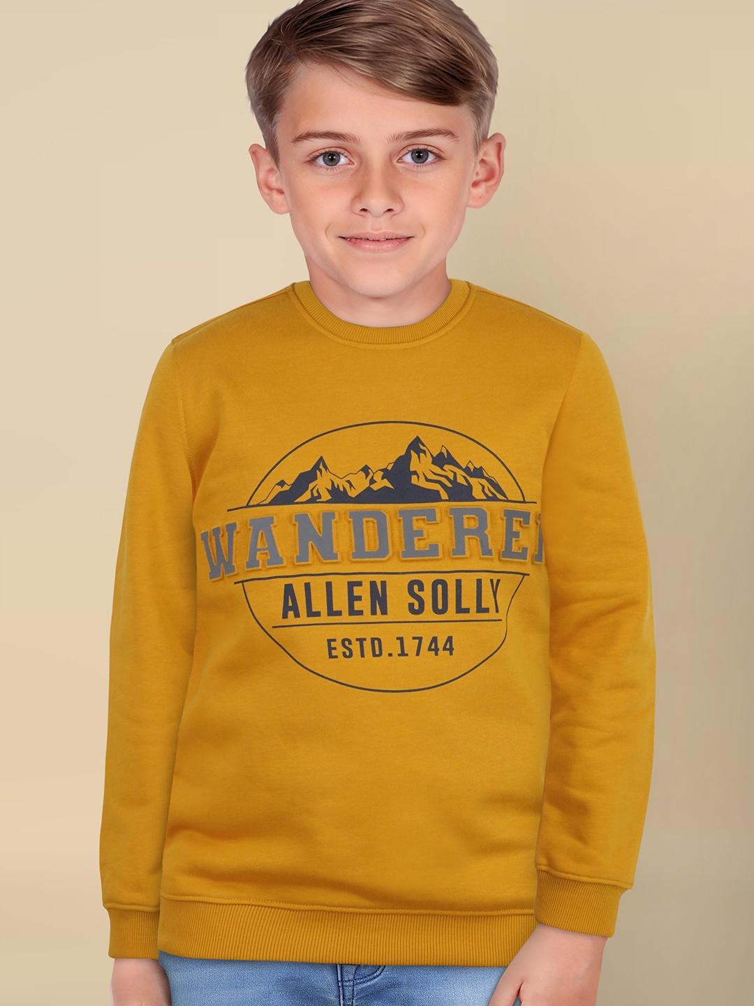 

Allen Solly Junior Boys Typography Printed Pullover Sweatshirt, Yellow