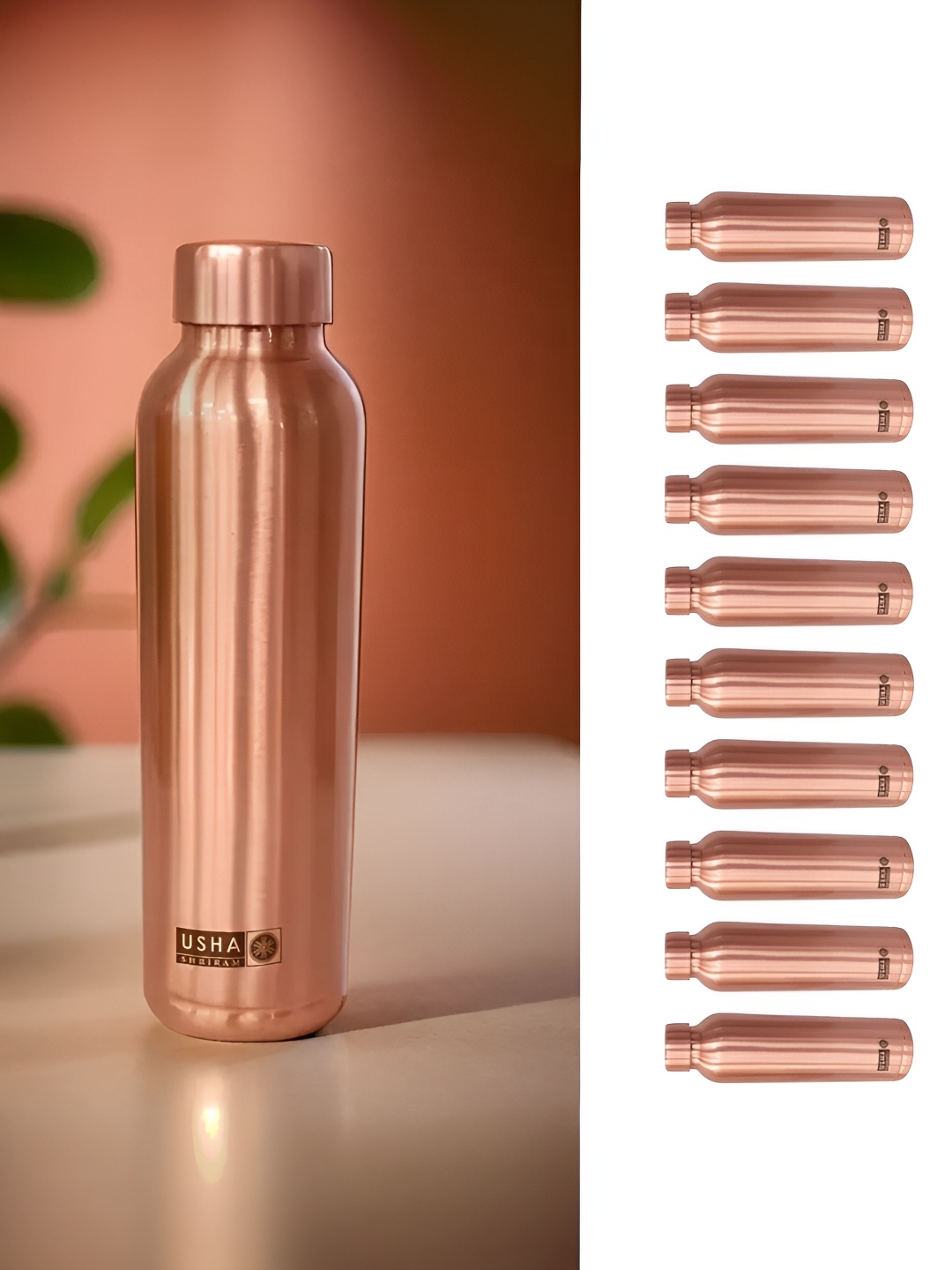 

USHA SHRIRAM Copper Toned 20 Pieces Copper Water Bottles 950ml