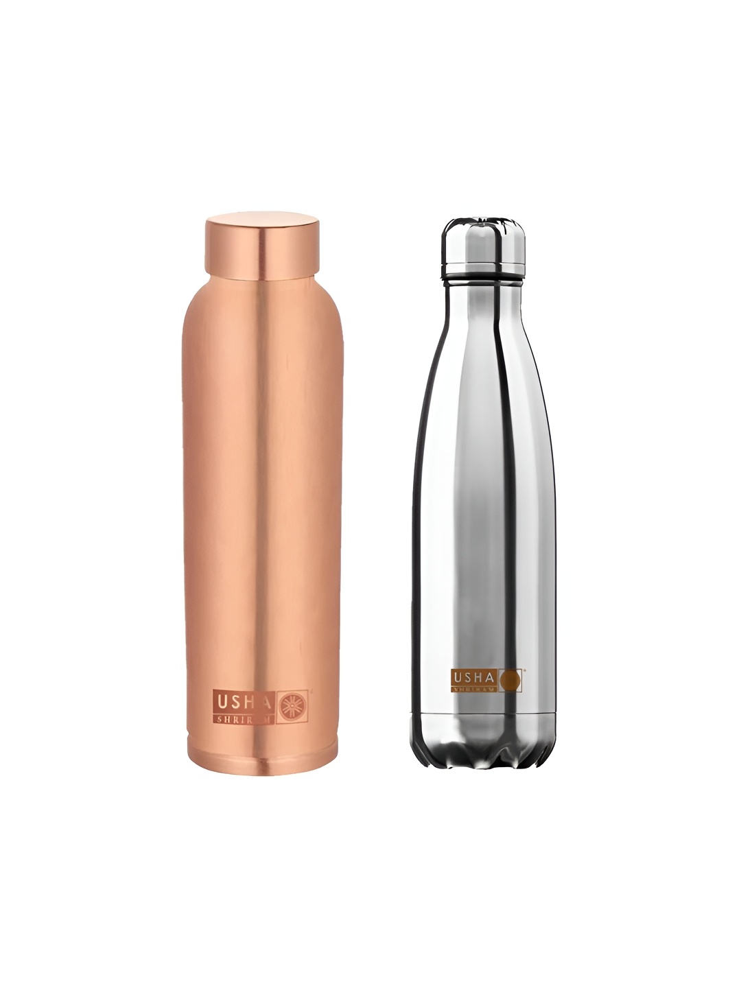 

USHA SHRIRAM Copper-Toned & Steel Toned 2 Pieces Copper Water Bottle 950 ml