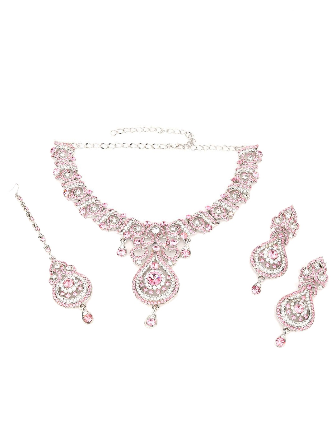 

ODETTE Silver-Plated Stone-Studded Jewellery Set