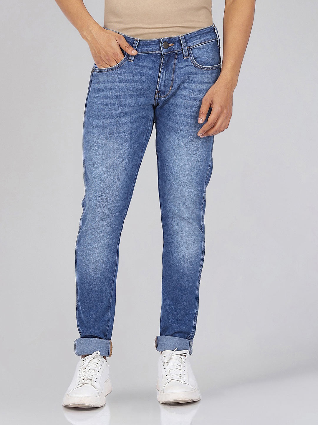 

Wrangler Men Vegas Skinny Fit Low Rise Light Fade Stretchable Jeans, Blue