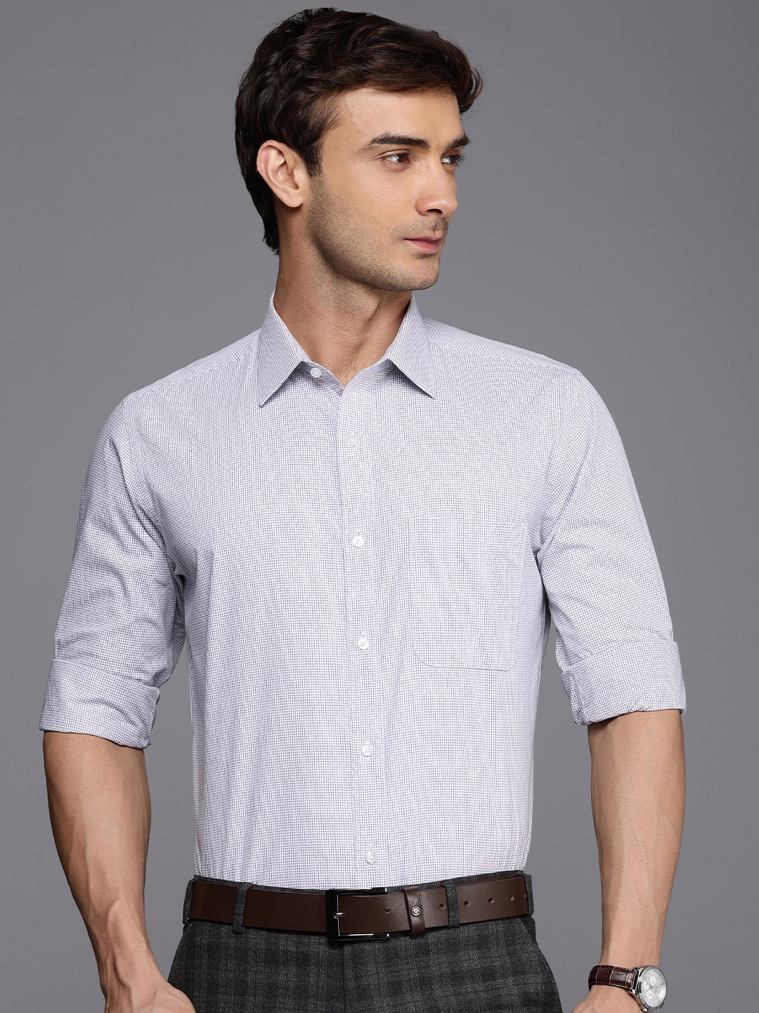 

Raymond Slim Fit Geometric Self Design Pure Cotton Formal Shirt, White