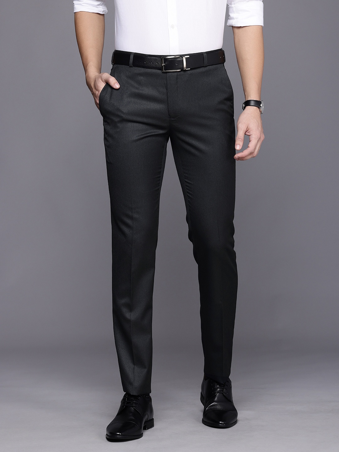 

Raymond Men Slim Fit Formal Trousers, Navy blue