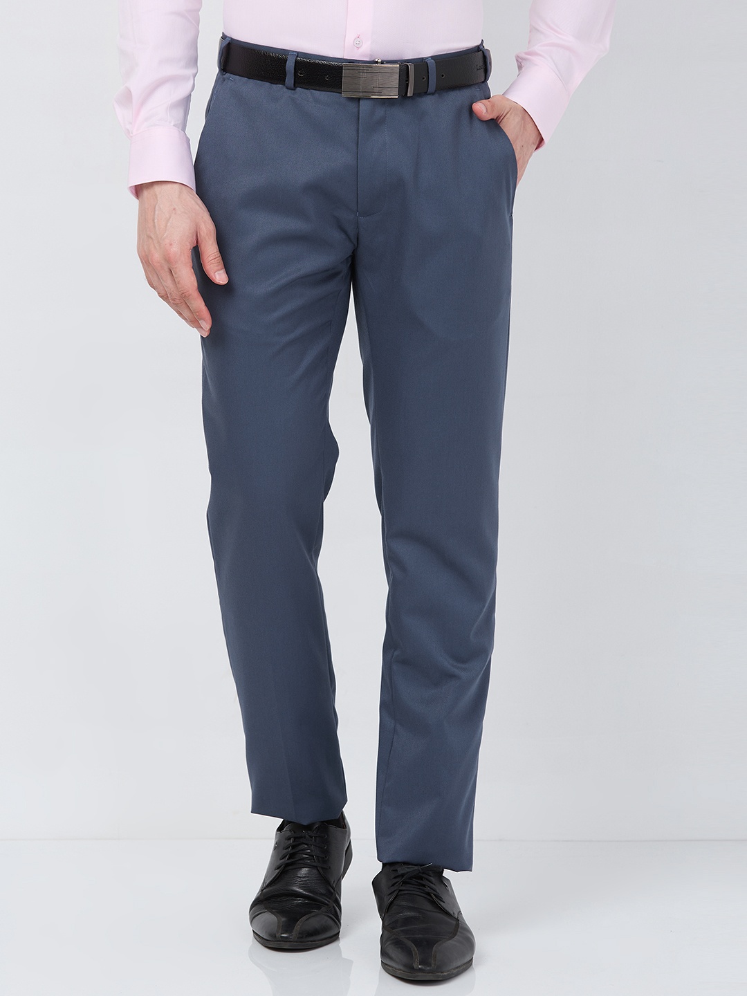 

Raymond Men Slim Fit Formal Trousers, Blue