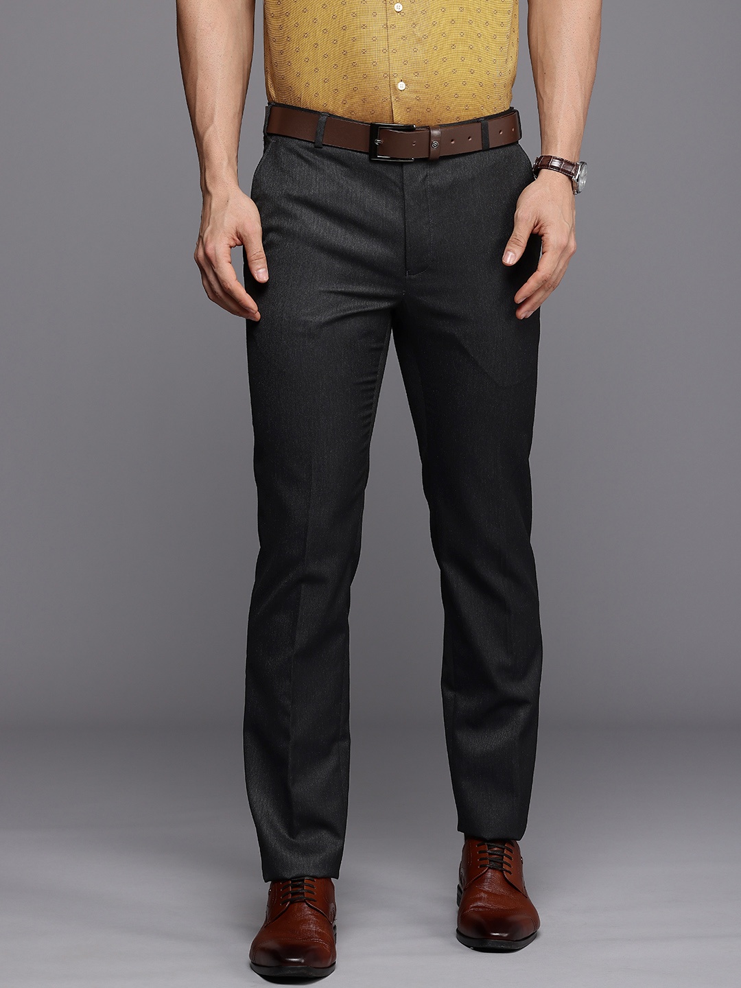 

Raymond Men Slim Fit Formal Trousers, Grey