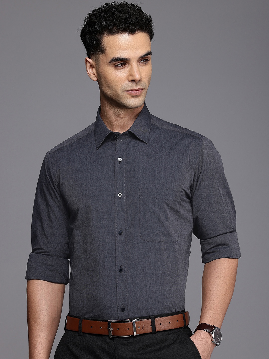 

Raymond Slim Fit Pure Cotton Formal Shirt, Navy blue