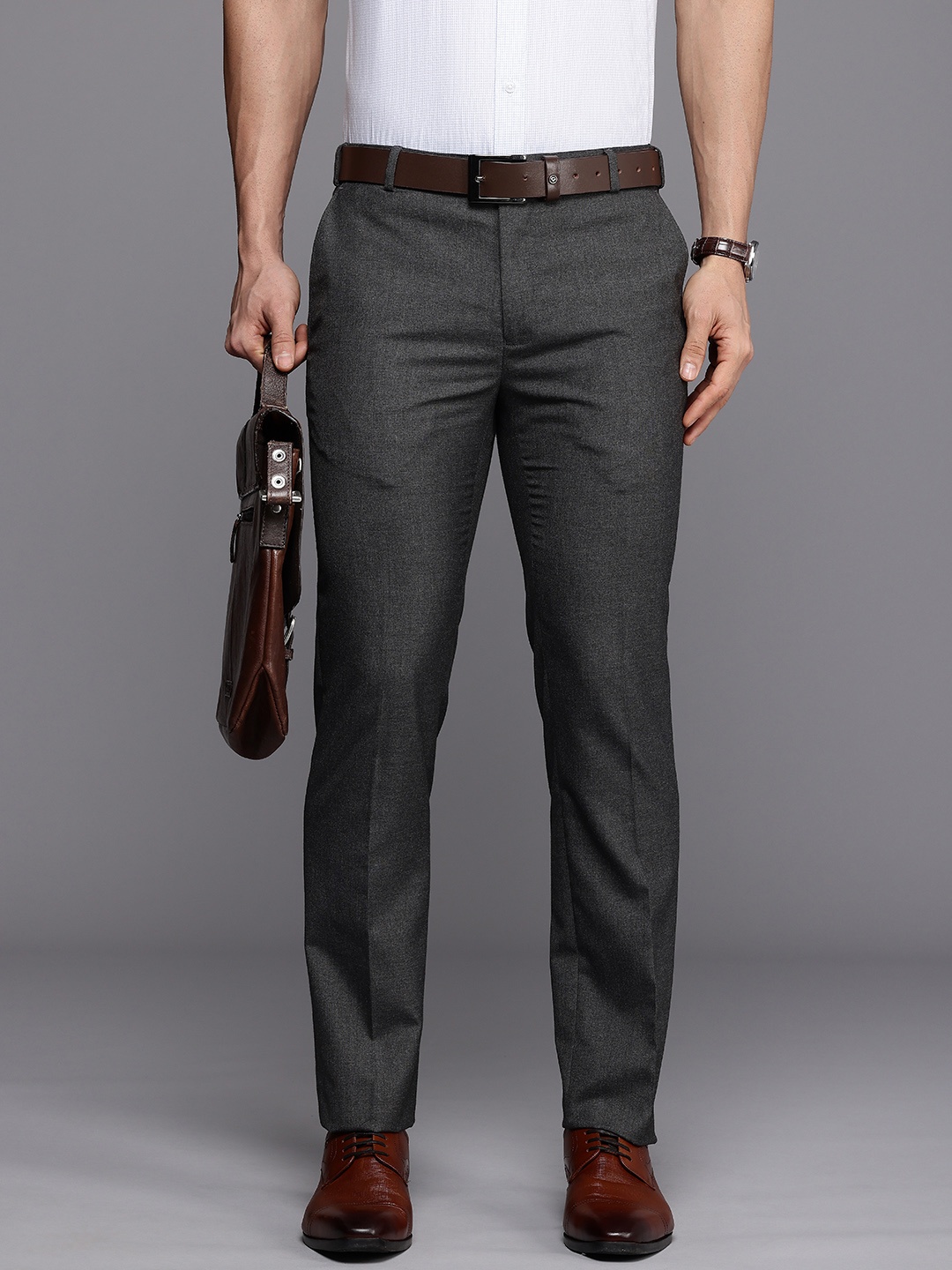 

Raymond Men Slim Fit Formal Trousers, Grey