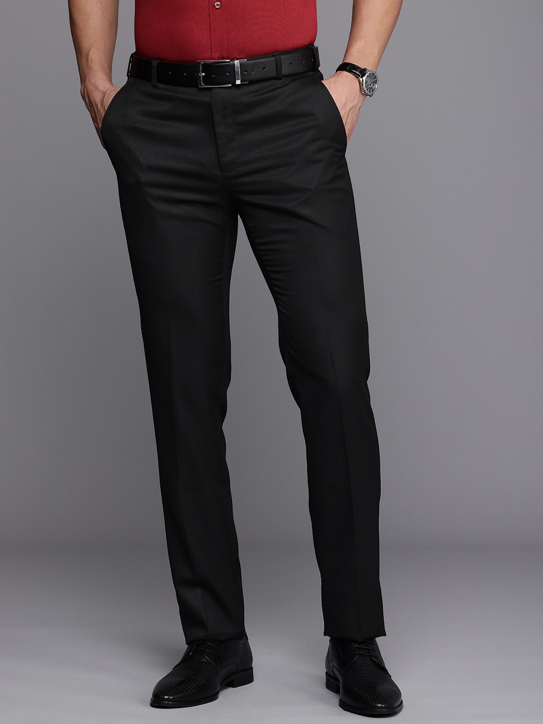 

Raymond Men Slim Fit Formal Trousers, Black