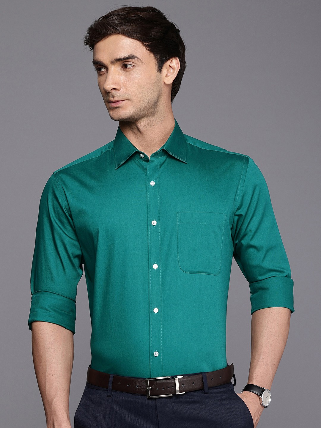 

Raymond Slim Fit Pure Cotton Formal Shirt, Green