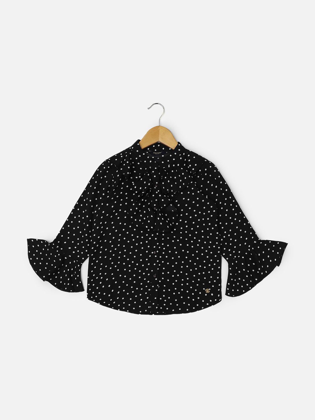 

Allen Solly Junior Girls Polka Dots Printed High Neck Cotton Top, Black