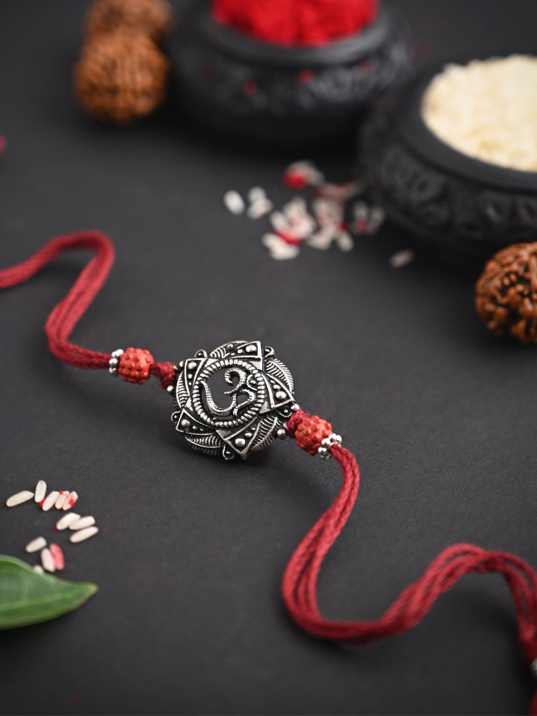 

Binnis Wardrobe Beaded Thread Rakhi, Silver