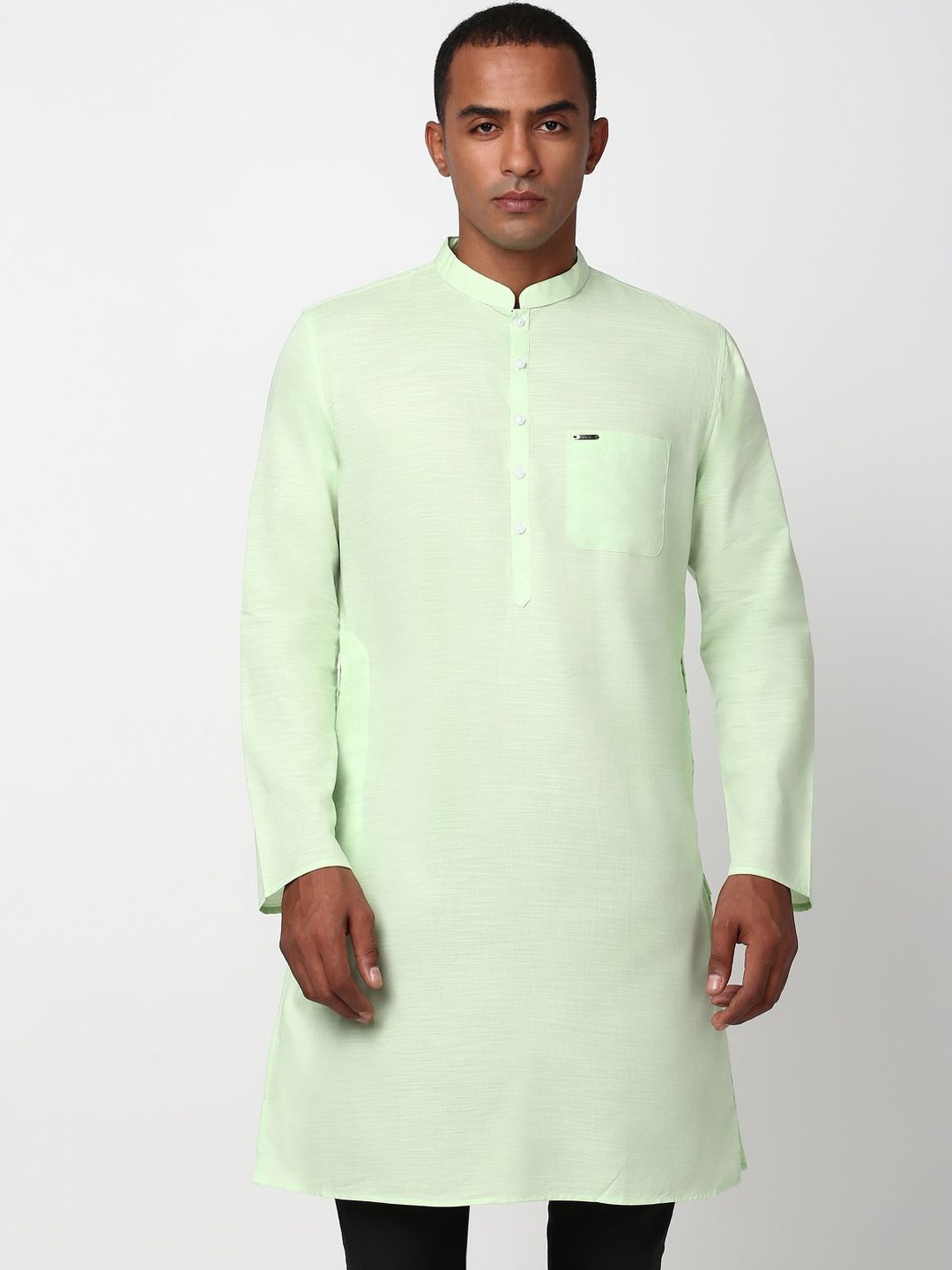 

Peter England Mandarin Collar Pure Cotton Straight Kurta, Sea green