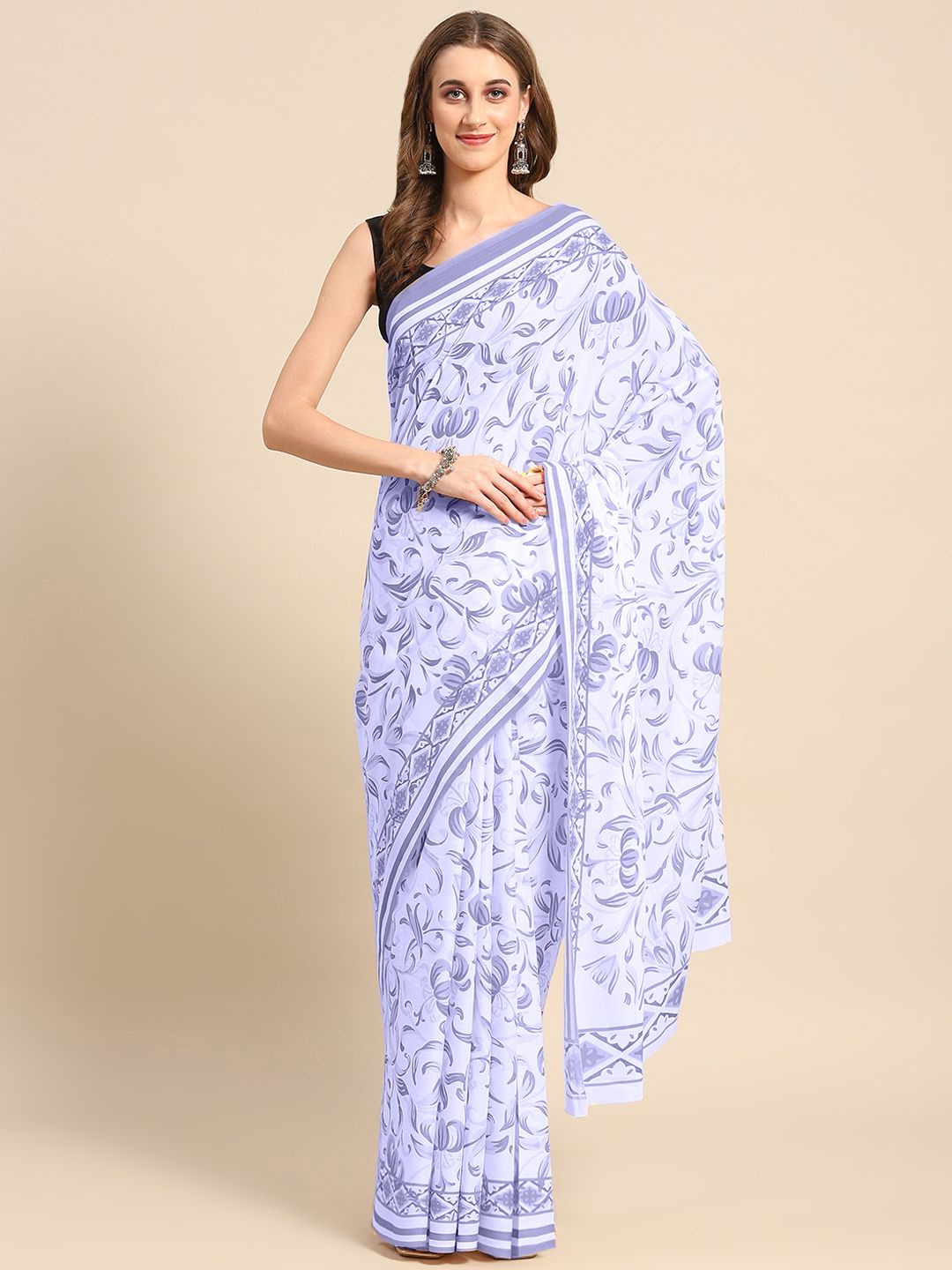 

BUTA BUTI Ethnic Motif Pure Cotton Saree, Lavender