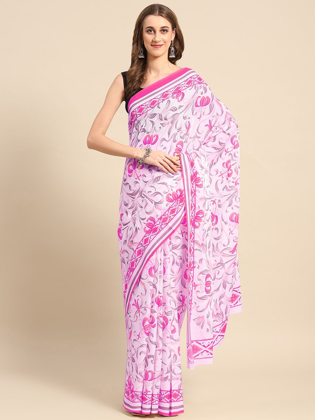 

BUTA BUTI Ethnic Motif Pure Cotton Saree, Pink