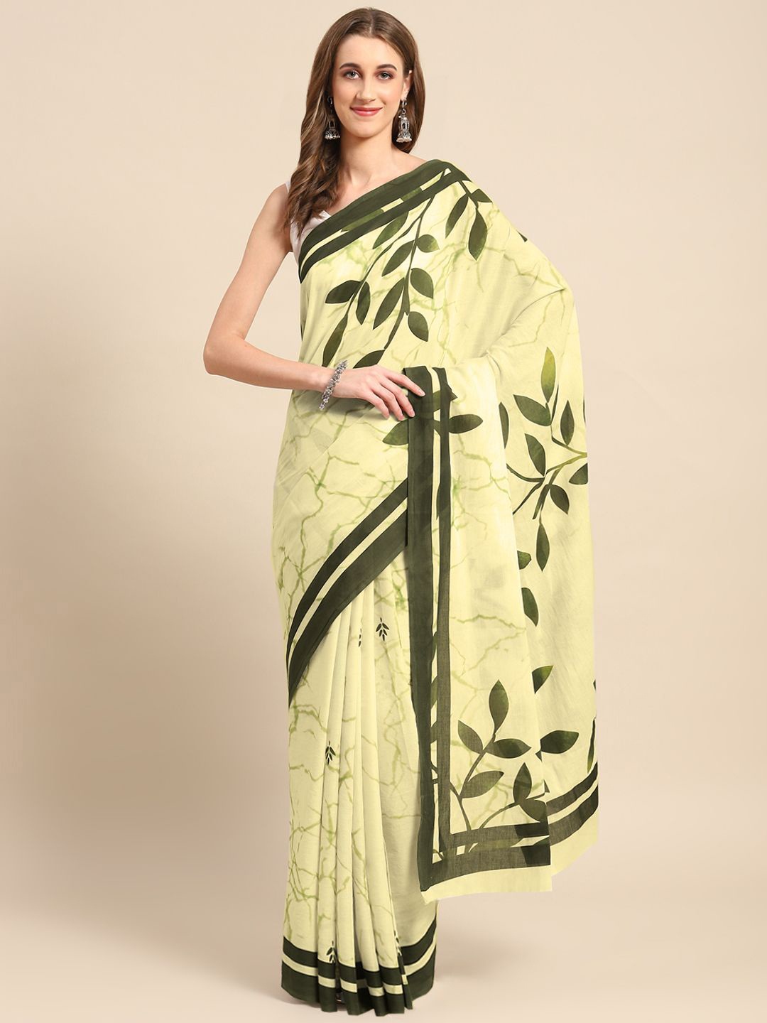 

BUTA BUTI Floral Pure Cotton Saree, Mustard