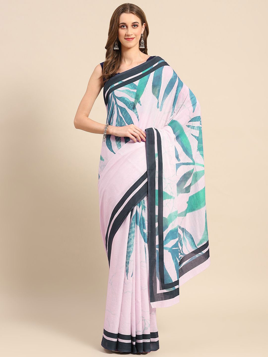 

BUTA BUTI Floral Pure Cotton Saree, Sea green