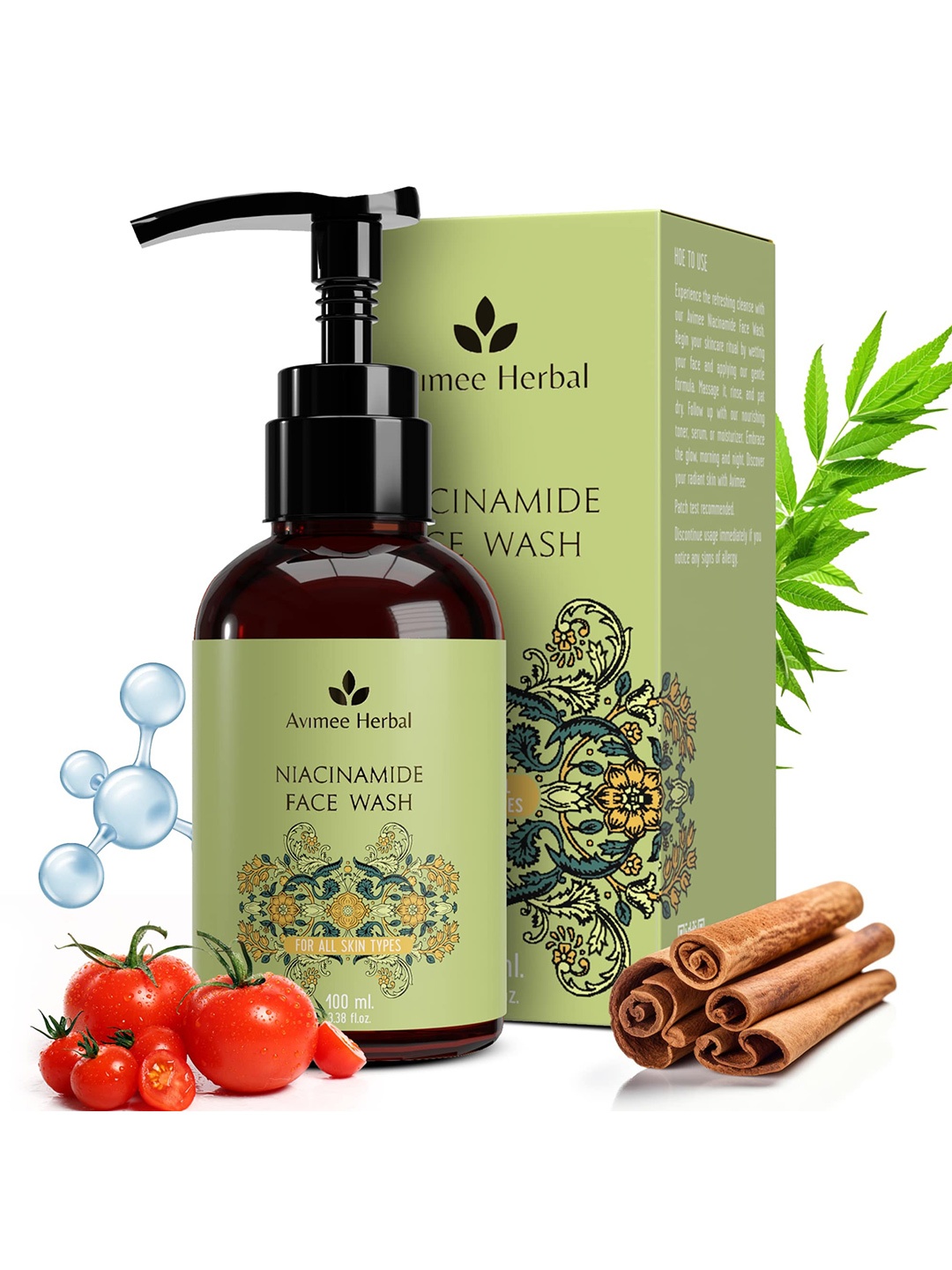 

Avimee Herbal Niacinamide Face Wash With Cinnamon Extract - 100ml, Green