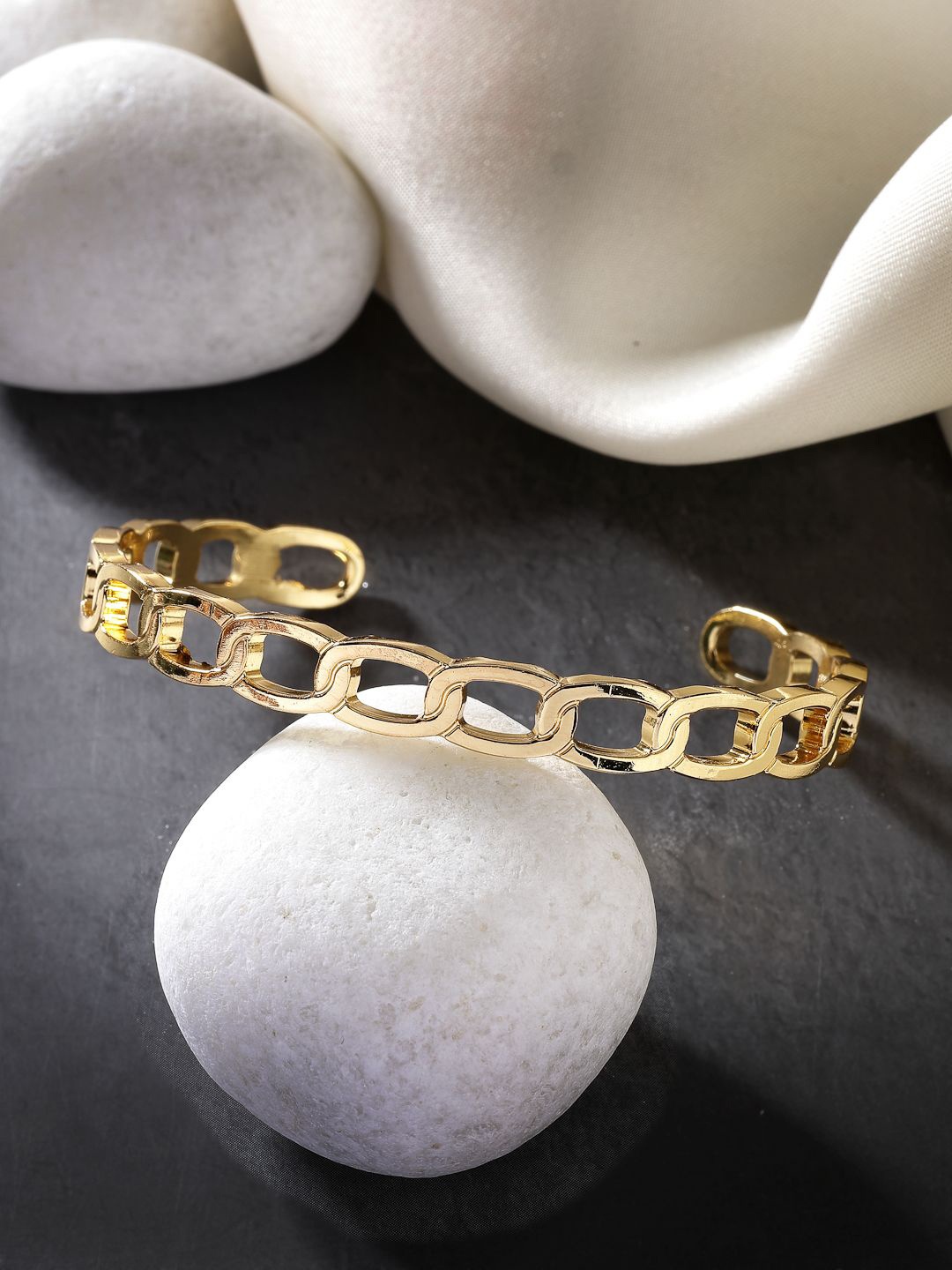 

NVR Men Set of 2 Rhodium-Plated Cuff Bracelet, Gold