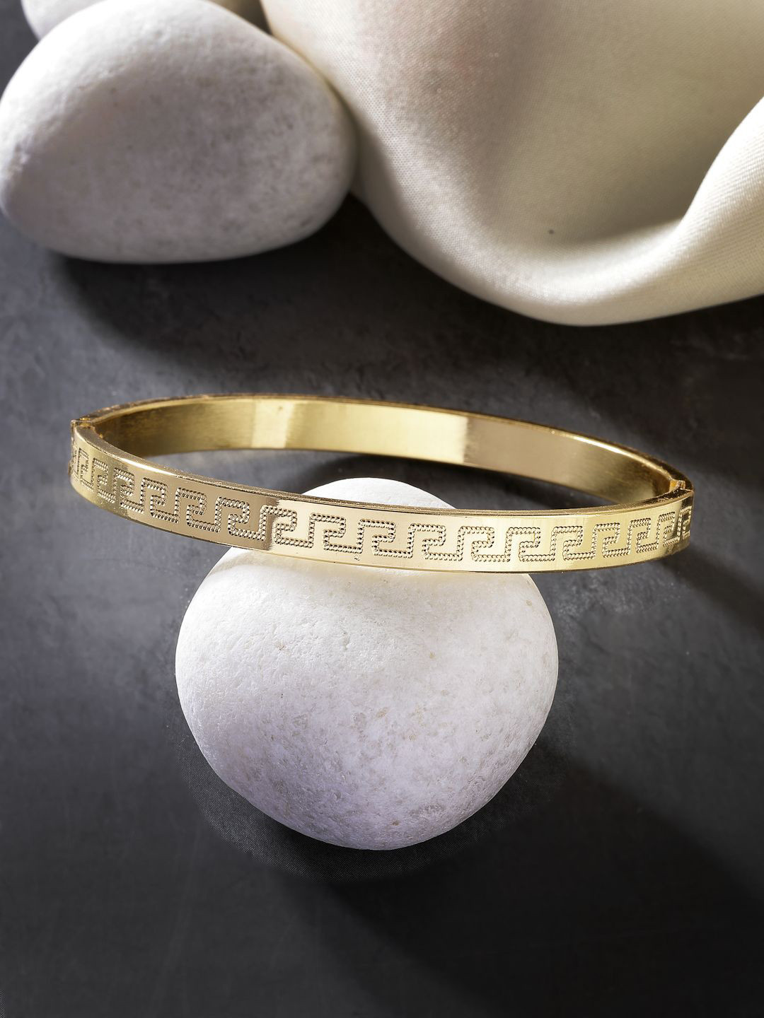 

NVR Men Gold-Plated Stainless Steel Kada Bracelet