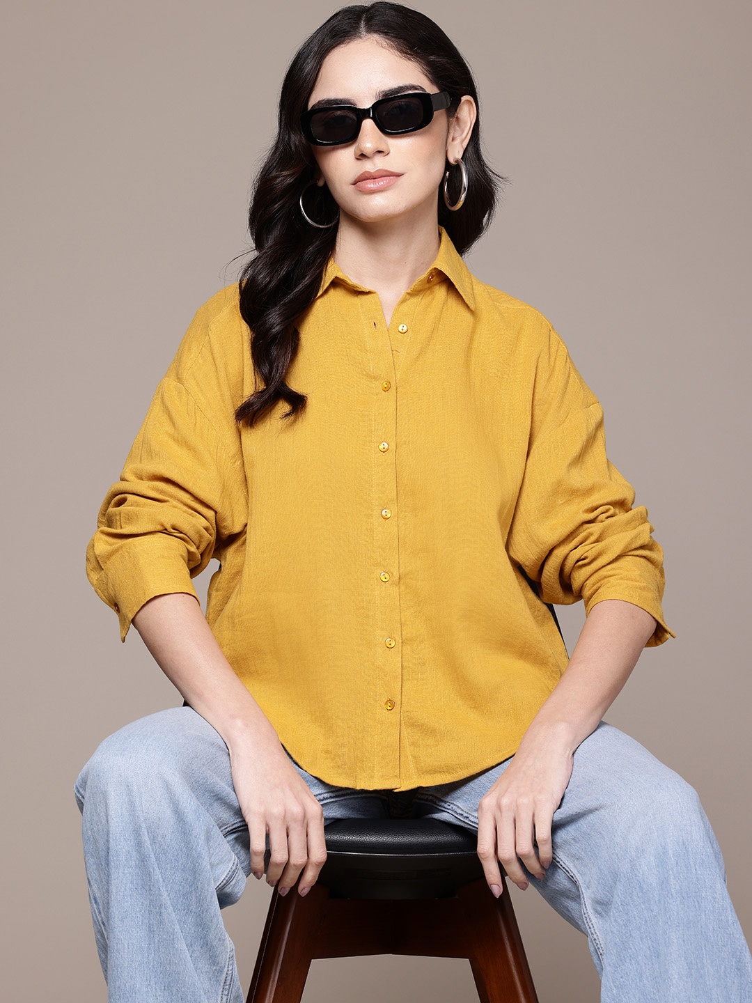 

The Roadster Lifestyle Co. Pure Cotton Casual Shirt, Mustard