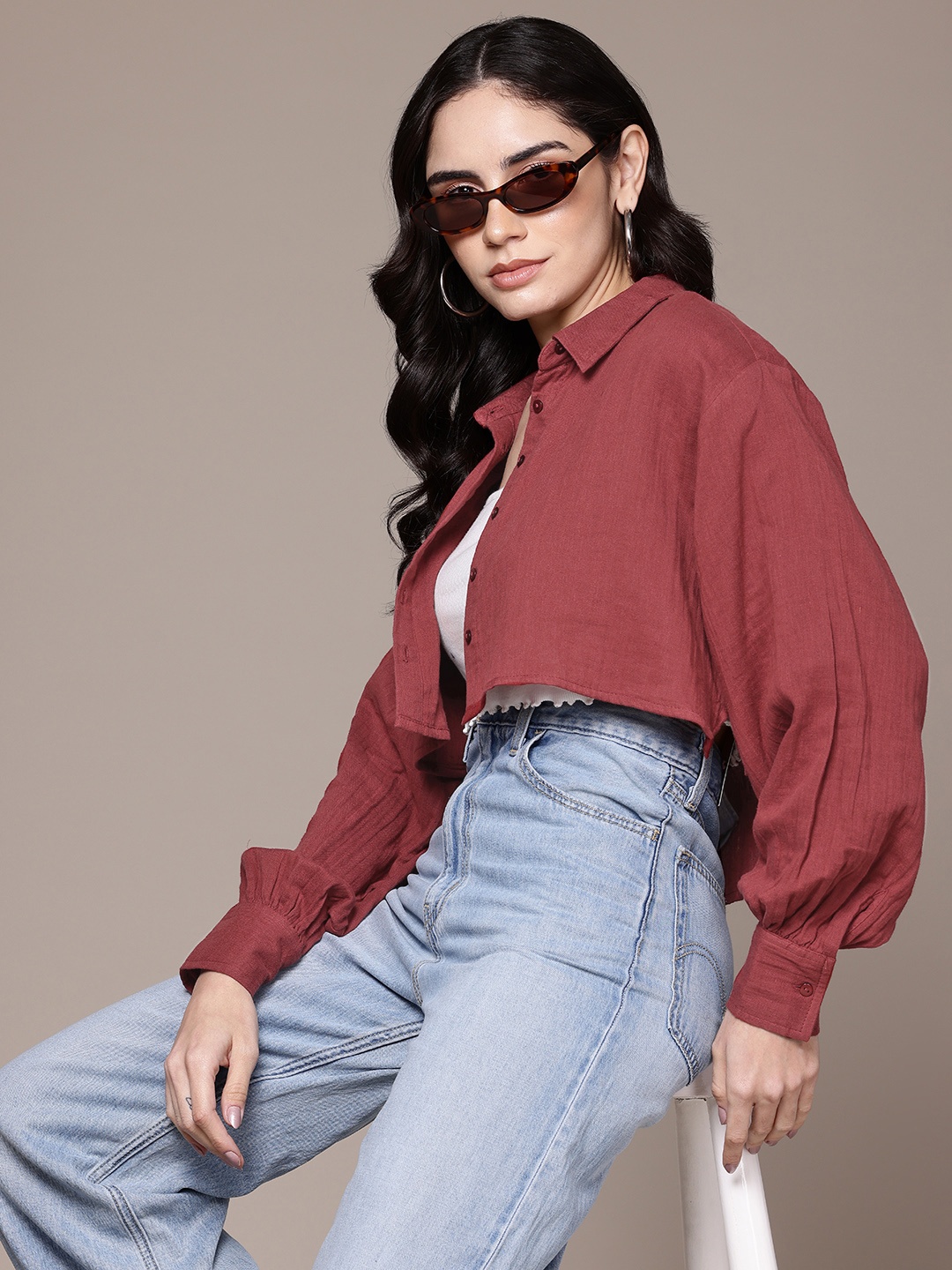 

The Roadster Lifestyle Co. Pure Cotton Casual Shirt, Maroon