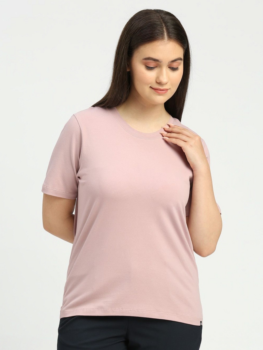 

ONEMILE Women V-Neck Pockets T-shirt, Pink