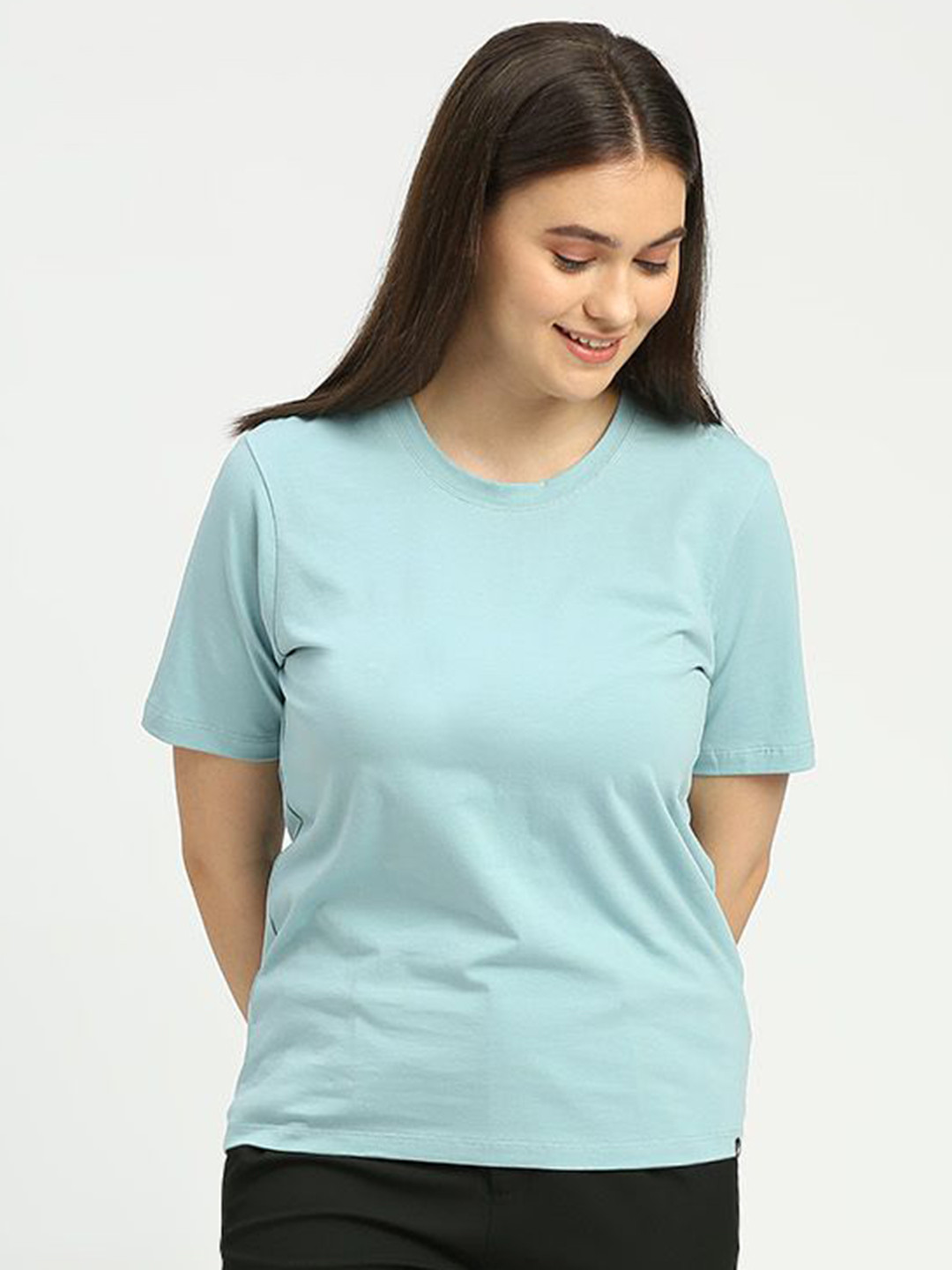 

ONEMILE Women Striped V-Neck Extended Sleeves Pockets T-shirt, Green