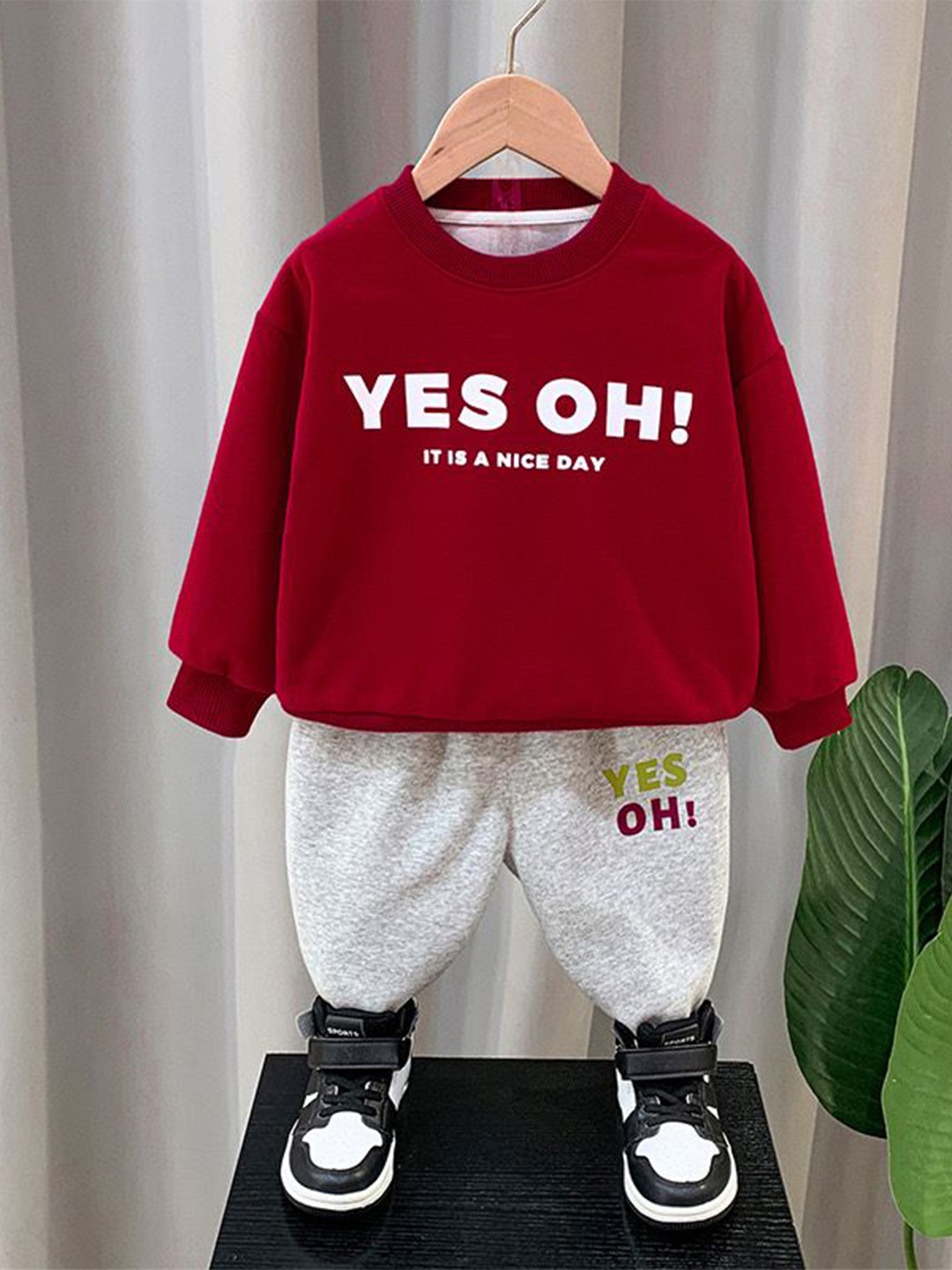 

Googo Gaaga Boys Printed Pure Cotton Sweatshirt With Joggers, Red