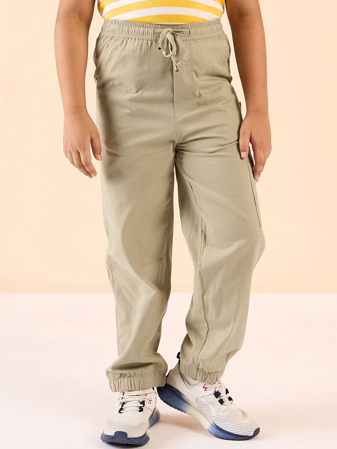 

Stylo Bug Boys Cotton Joggers Trousers, Beige