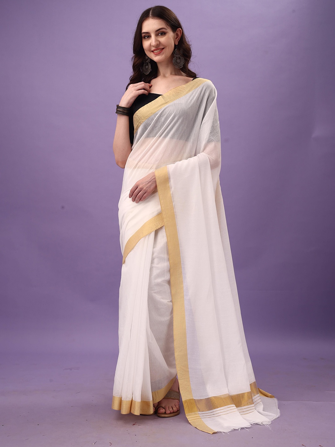

THE52 Zari Woven Saree, White