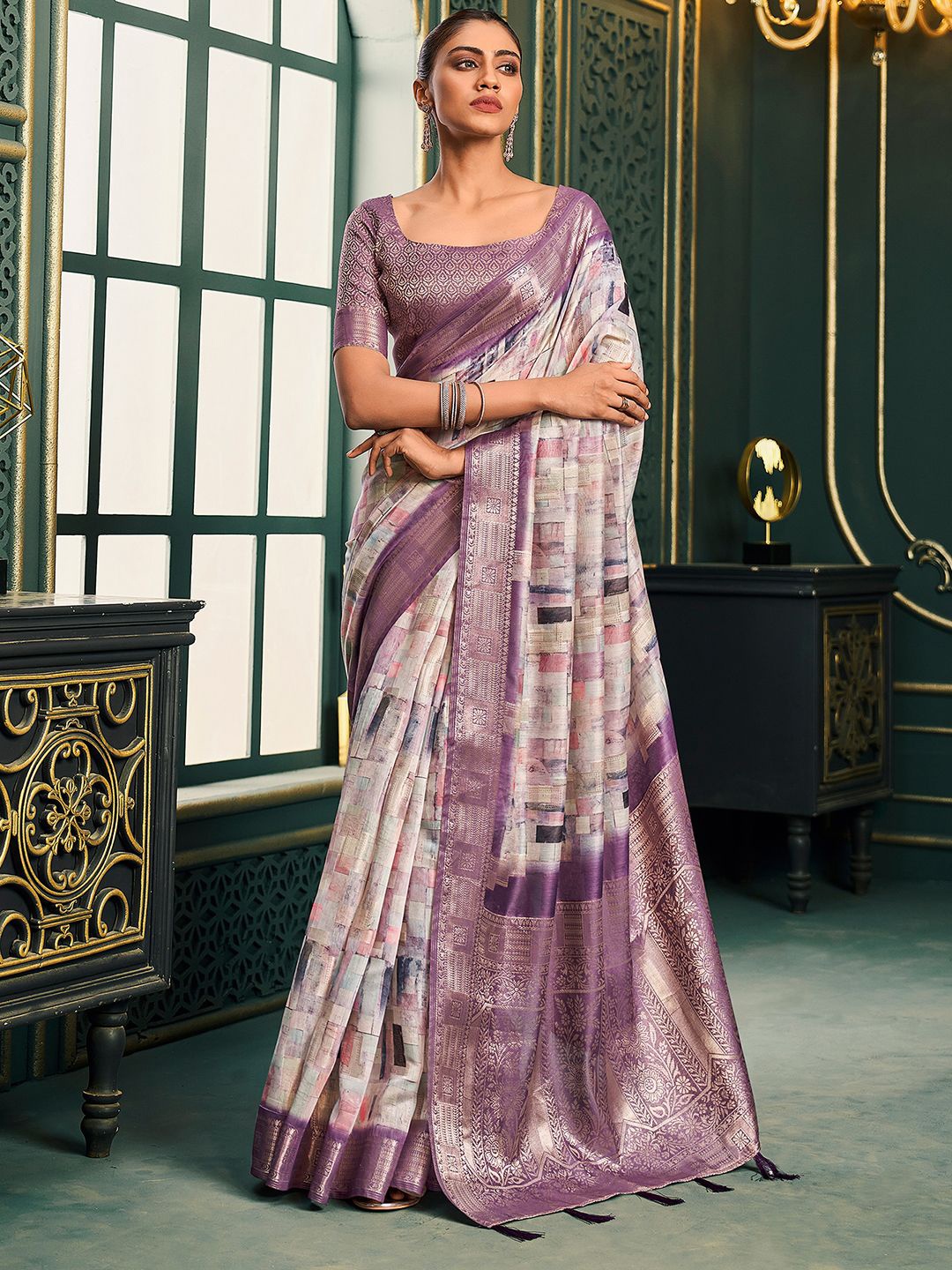 

Mitera Zari Woven Pure Silk Saree, Purple