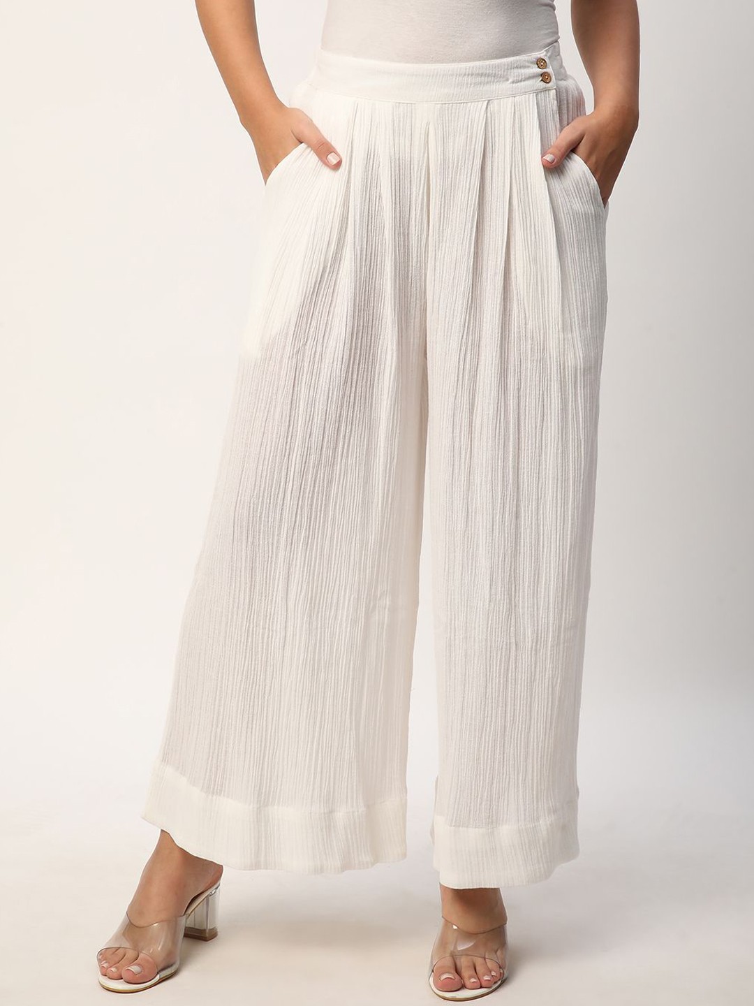 

R&B Women Smart Pleated Trousers, White