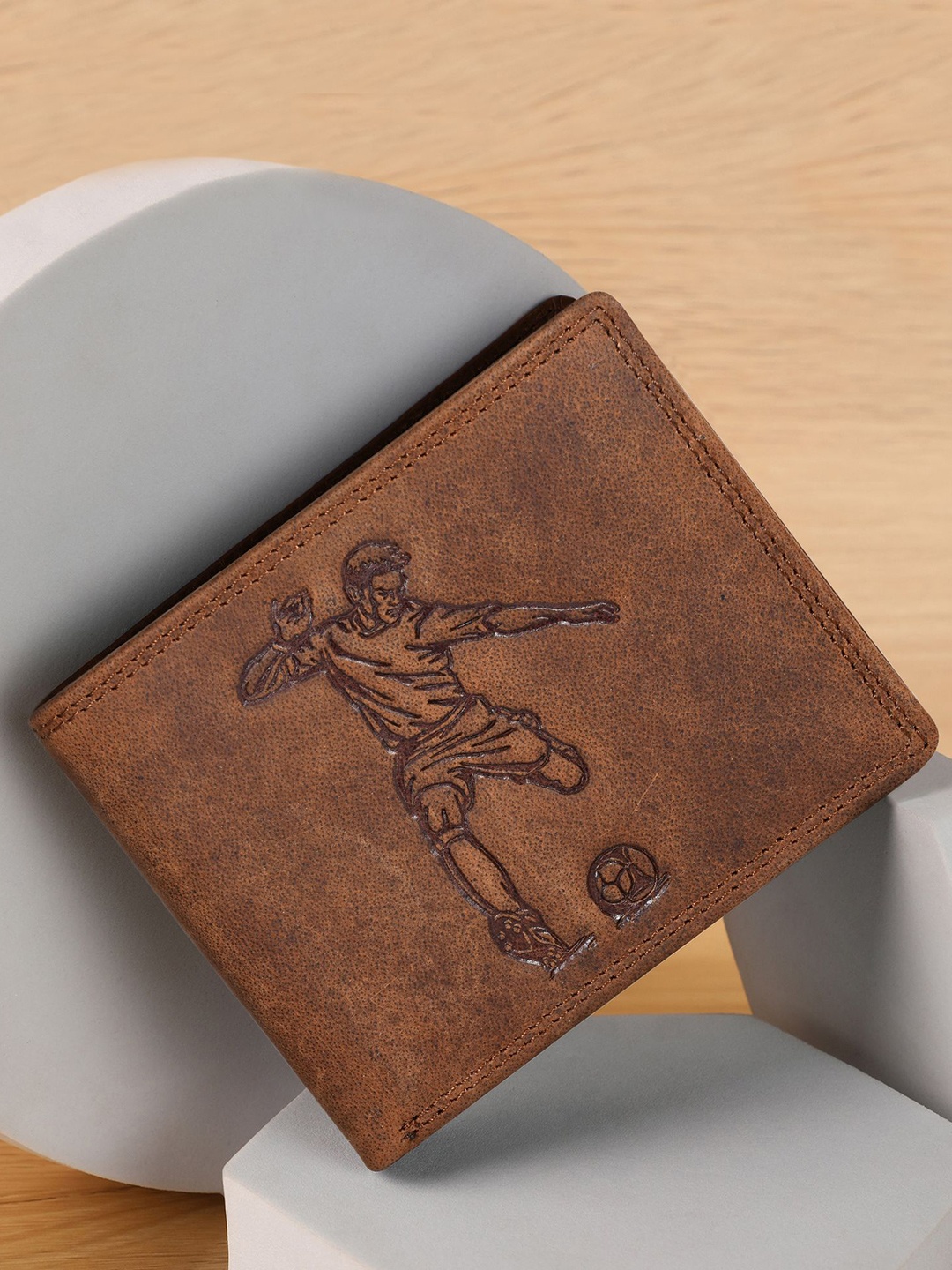 

Sassora Men Embellished Leather Two Fold Wallet, Brown