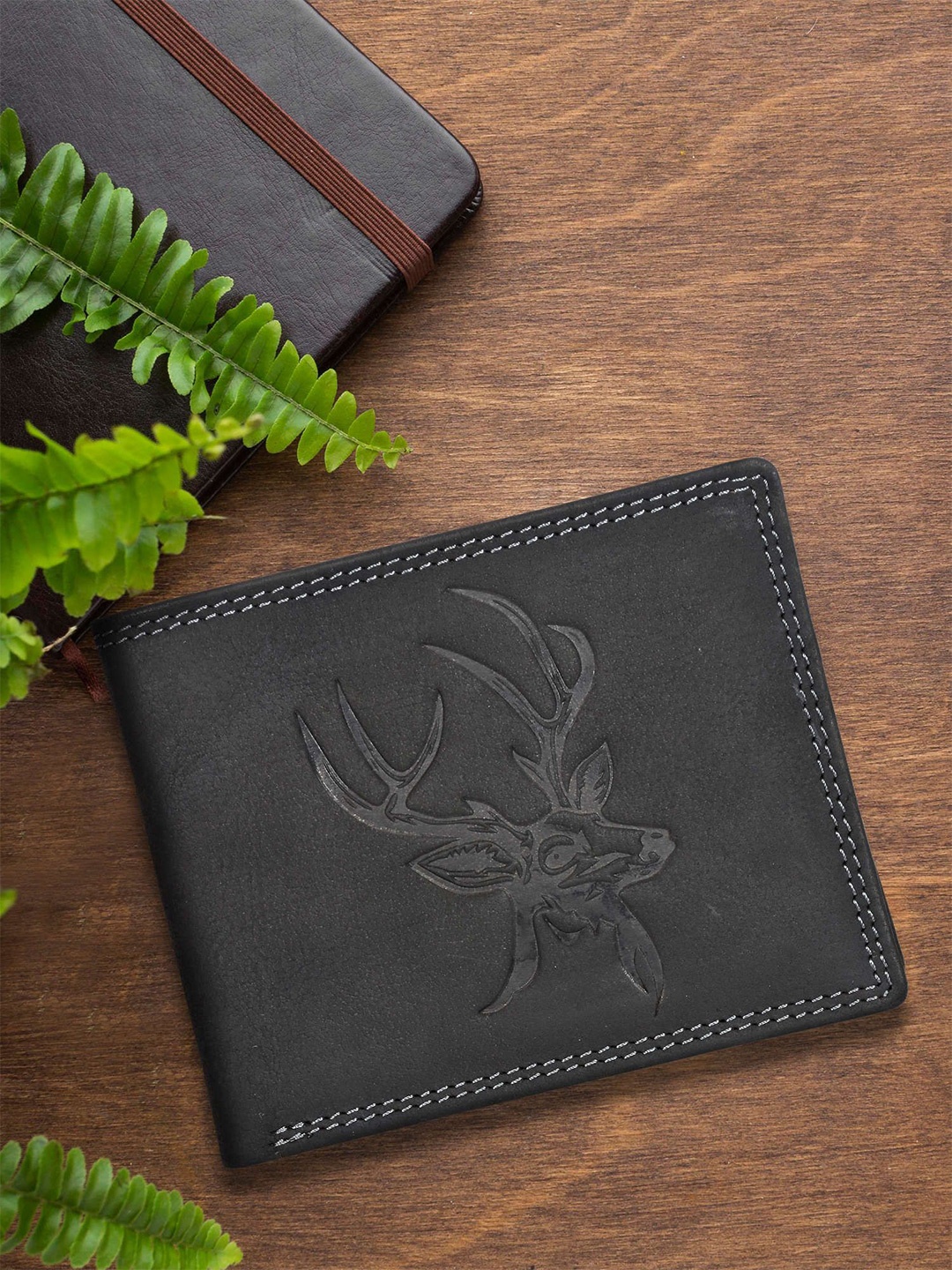 

Sassora Men Animal Embossed Leather Two Fold Wallet, Black