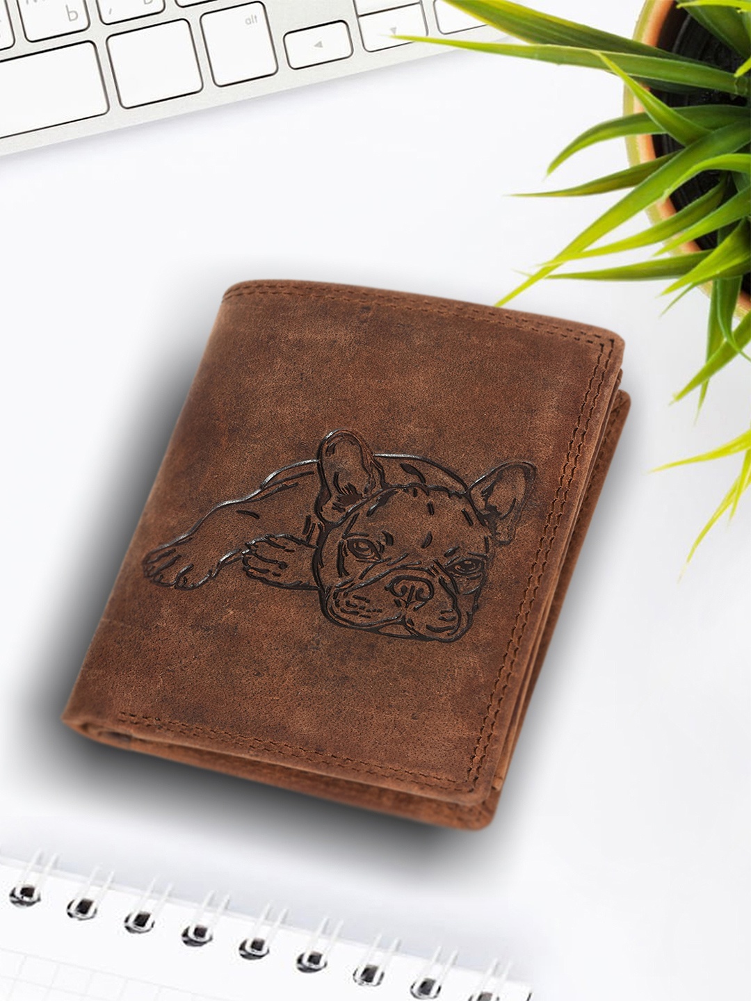 

Sassora Men Animal Embossed Leather Two Fold Wallet, Brown