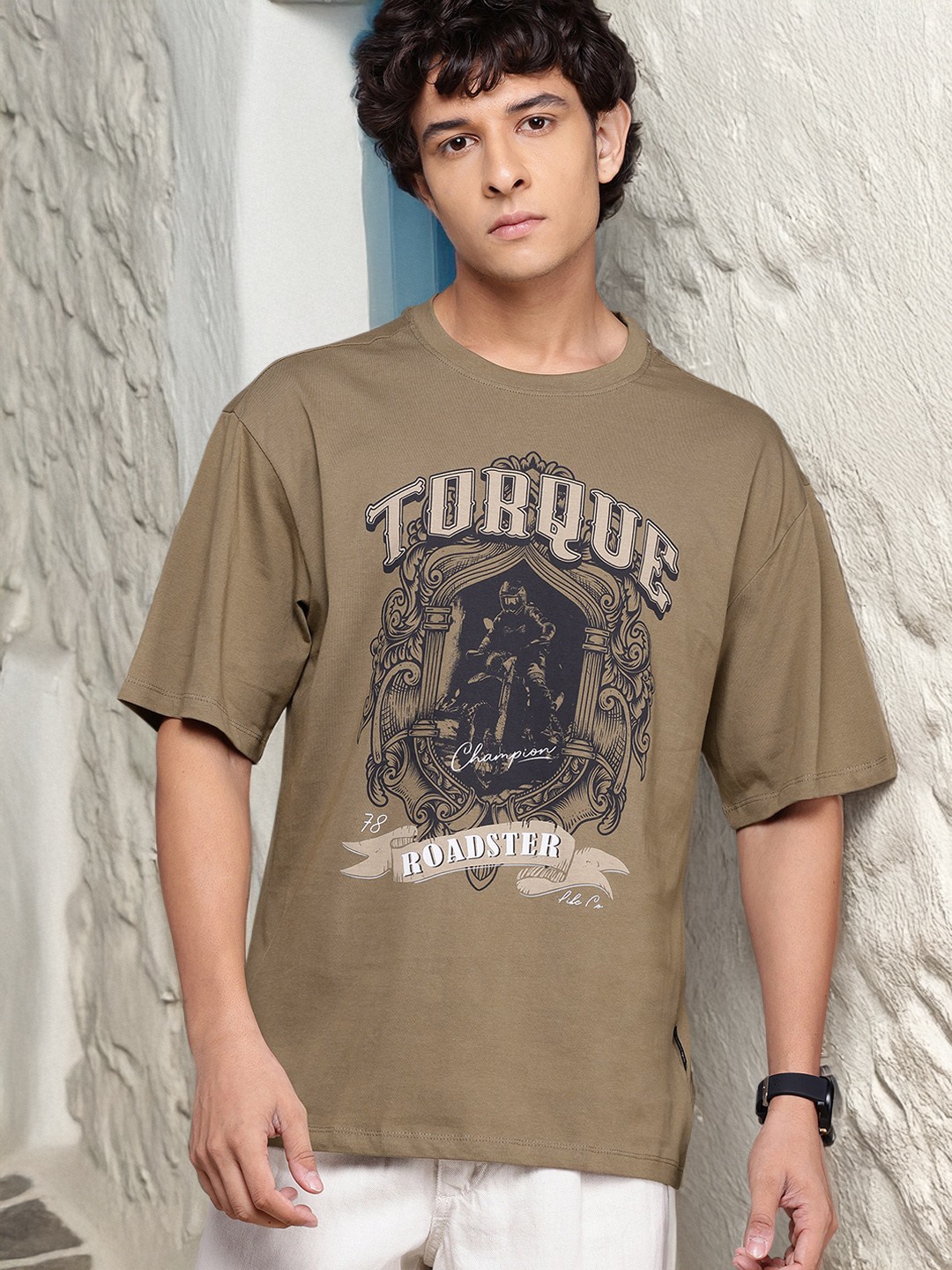 

The Roadster Lifestyle Co. Pure Cotton Relaxed Fit T-shirt, Olive