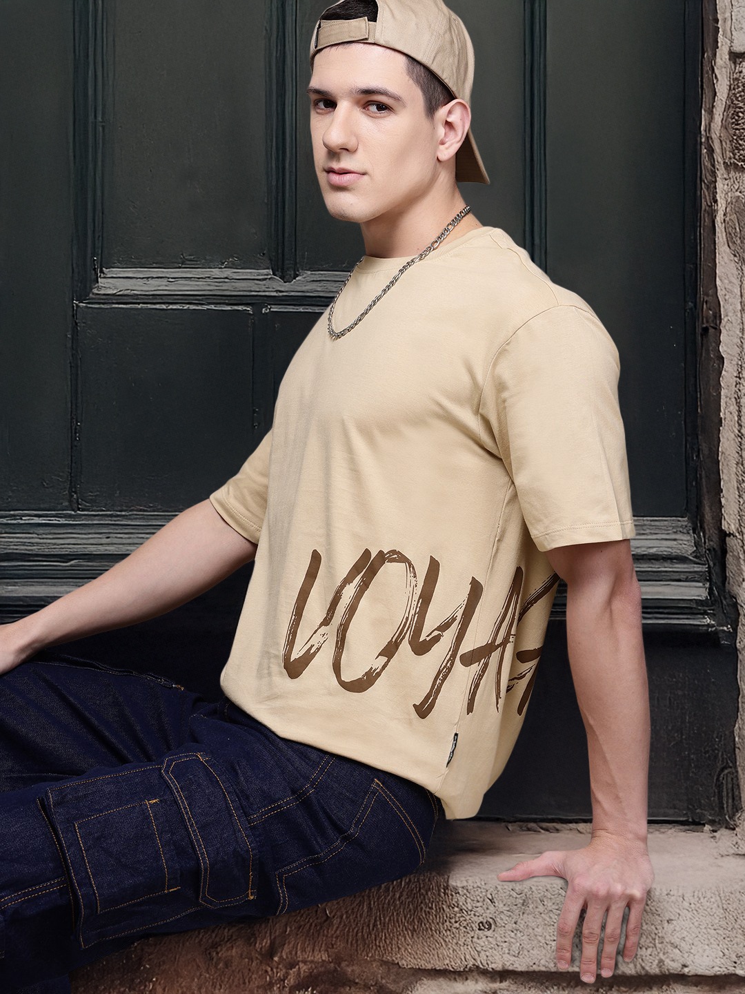 

The Roadster Lifestyle Co. Typography Print Pure Cotton T-shirt, Taupe