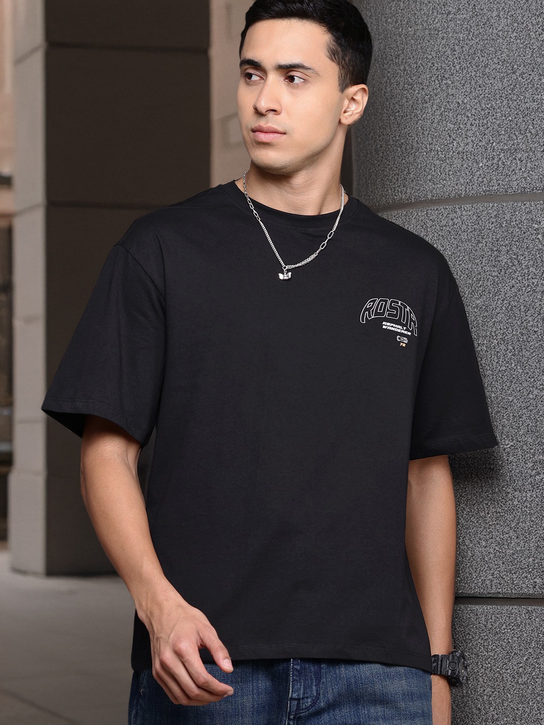 

The Roadster Lifestyle Co. Typography Print Relaxed Fit Cotton T-shirt, Black