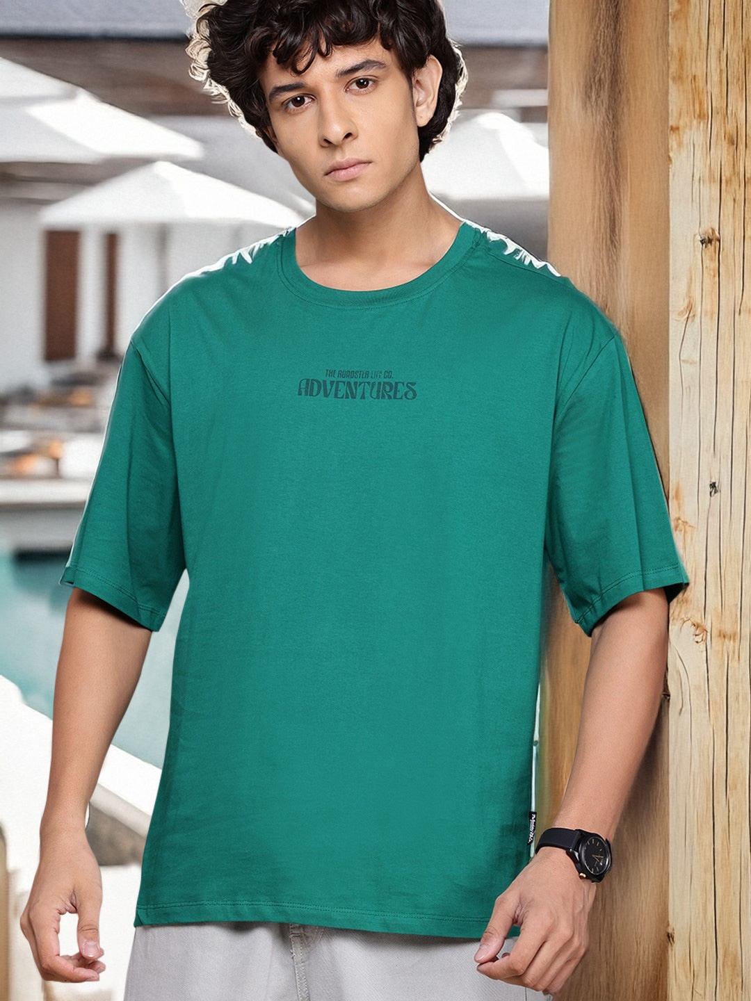 

The Roadster Lifestyle Co. Pure Cotton Relaxed Fit T-shirt, Green