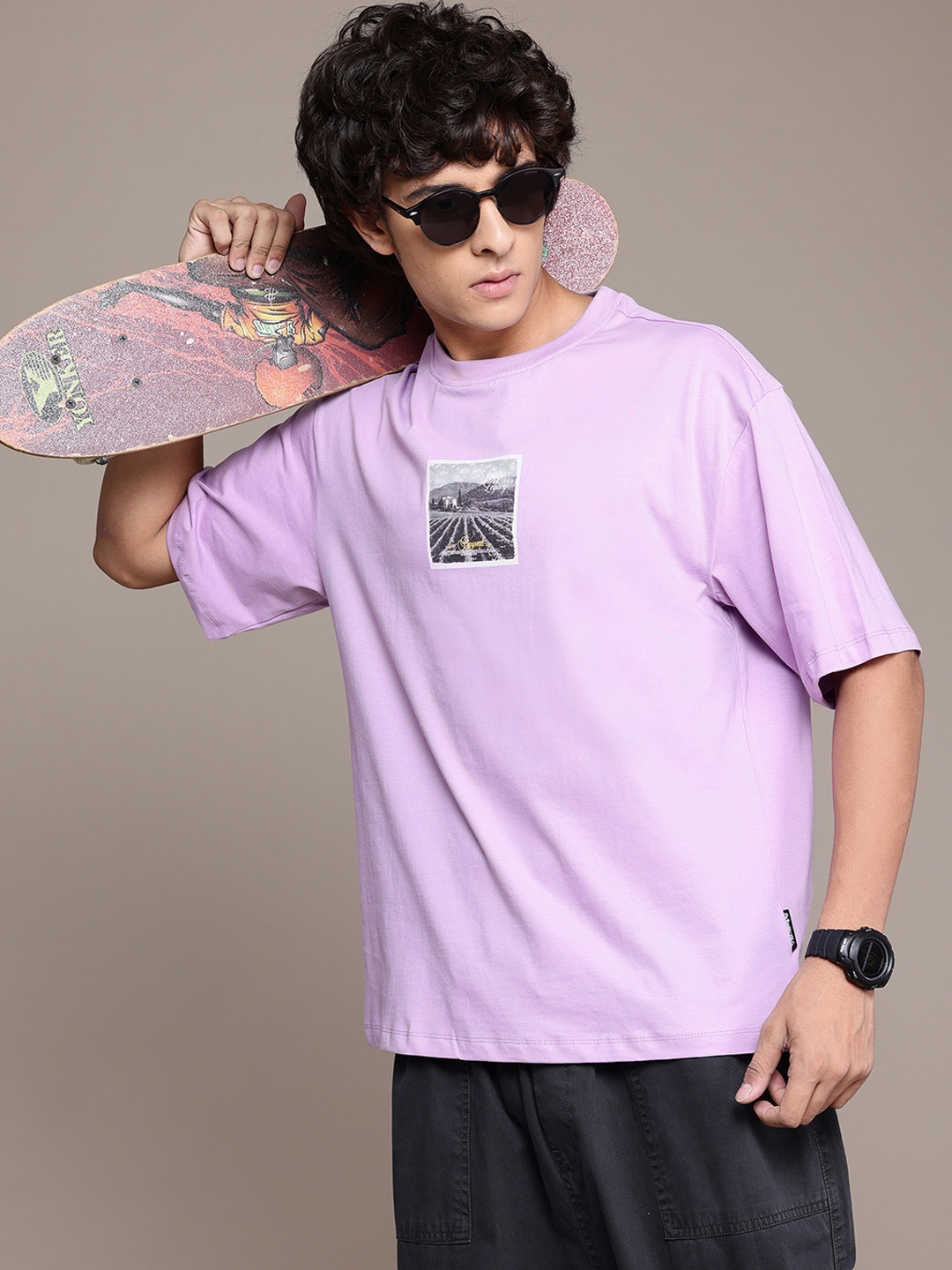 

The Roadster Lifestyle Co. Pure Cotton Relaxed Fit T-shirt, Lavender